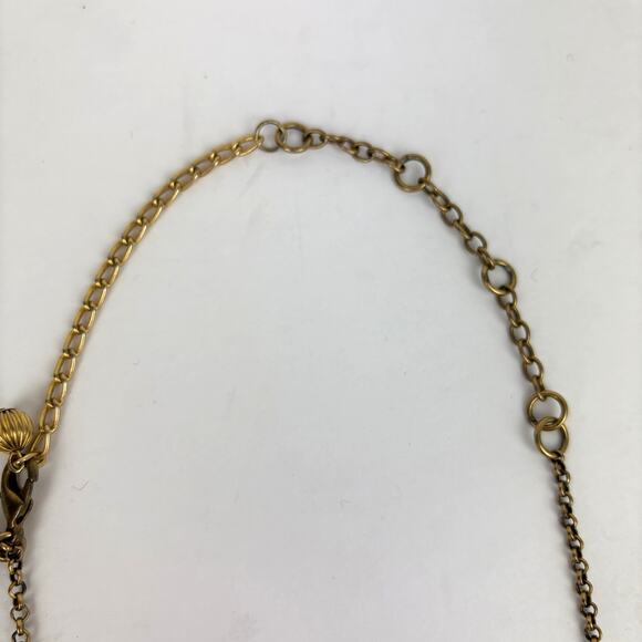 J. Crew Statement Necklace Gold Medallion rhinestone preppy Y2K chunky - Picture 6 of 7